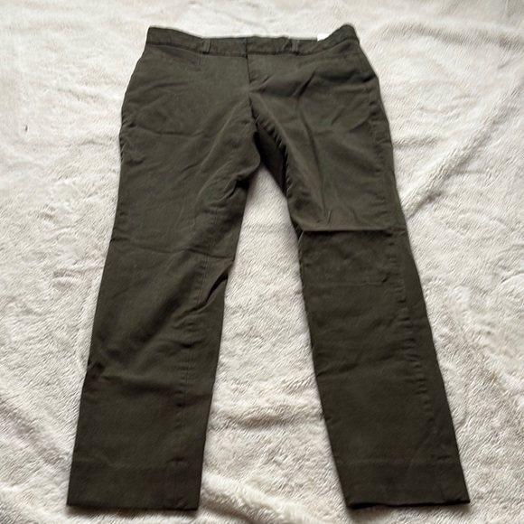 Banana Republic Dark Olive Green Stretch Pants | Classic Straight Leg Trousers - Picture 1 of 6